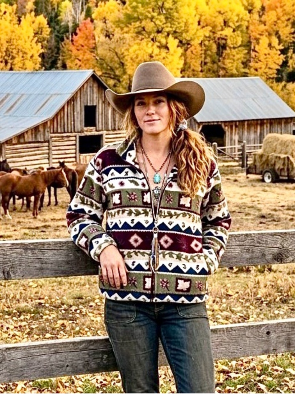 Aztec southwestern sweater full zip jacket  w country cabin vibe